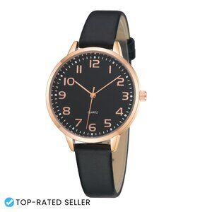 Dainty Analog Leather Dress Watch Minimal Classic Elegant Women's Wrist Watch